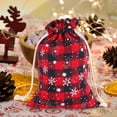 thumbnail image 3 of Colth Plaid Drawstring Bag Stocking Storage Sack Present Xmas Gift Bags Party Favors Bag, 3 of 4