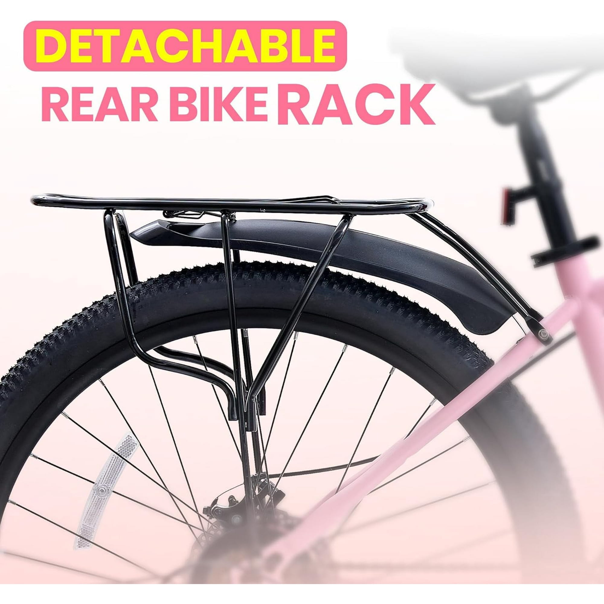24 Inch Mountain Bike for Women, NEORIVERE 21-Speed Women's Mountain Bike with Suspension Fork, Dual Disc Brakes, Rear Rack & Internal Cable