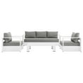 thumbnail image 5 of Lounge Sectional Sofa Chair Table Set, White Gray Grey, Aluminum, Metal, Fabric, Modern Contemporary, Outdoor Patio Balcony Cafe Bistro Garden Furniture Hotel Hospitality, 5 of 10