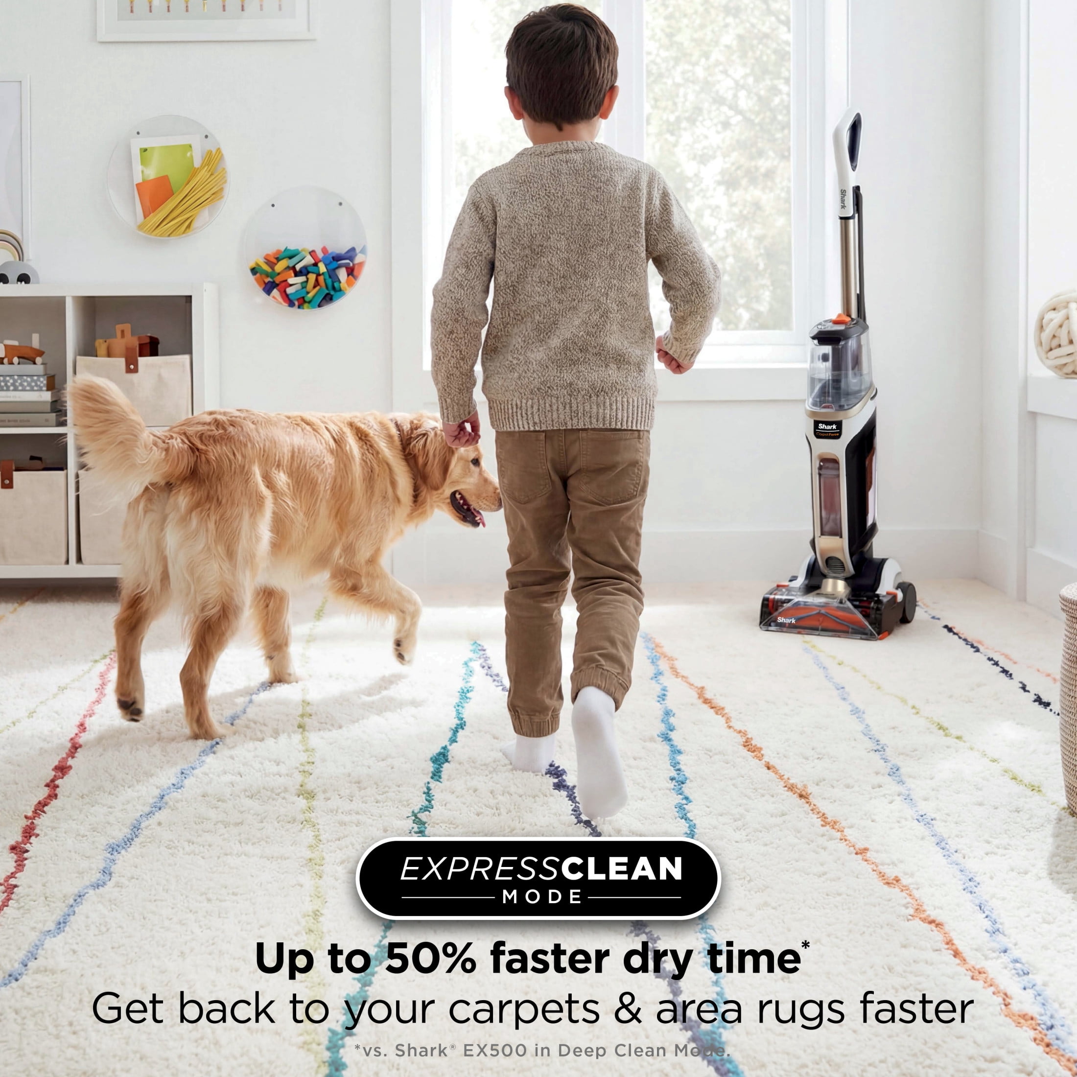 Shark CarpetForce Ultra Lightweight Upright Carpet & Area Rug Cleaner, Carpet Shampooer, Two Cleaning Modes, DirtDisrupt Brushroll, Deep Clean Ultra Solution, White, EX500