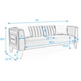 thumbnail image 6 of 2 Piece Living Room Sofa Set, Including 3-Seater Sofa and Sofa Chair, with Mirrored Side Trim with Faux Diamonds, Stainless Steel Legs, and 4 White Villose Pillow, Grey, 6 of 7