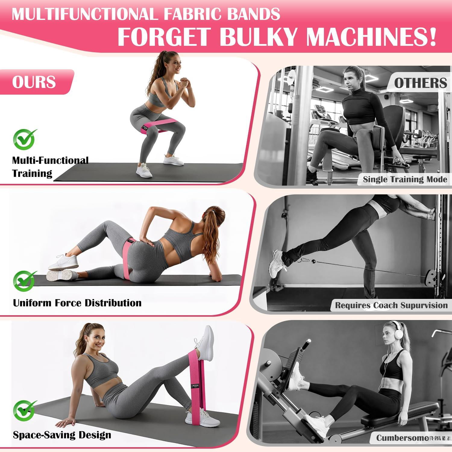 Ankle Resistance Bands With Cuffs & Fabric Set - Glutes Workout Equipment For Women Men  Home Gym Heavy Exercise Yoga Strength Rehab Pilates