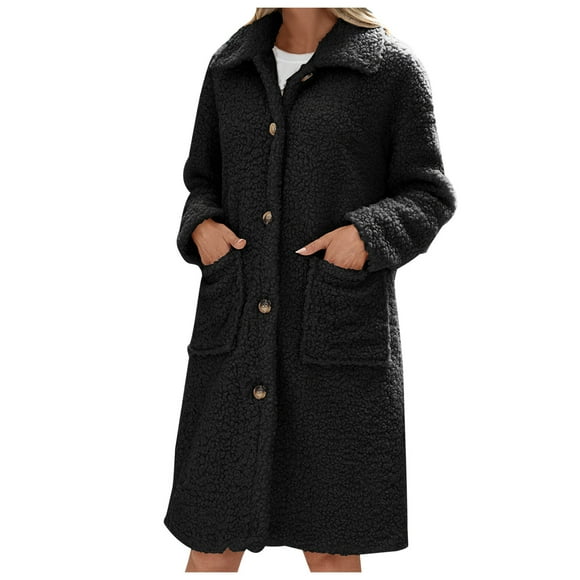 TJAZFJPA Women Fleece Jackets with Hood Womens Long Sleeve Full Jackets Patchwork Coat with Button Pockets Women's Plus Size Winter Coats Fuzzy Fleece Warm Long Hooded Jackets
