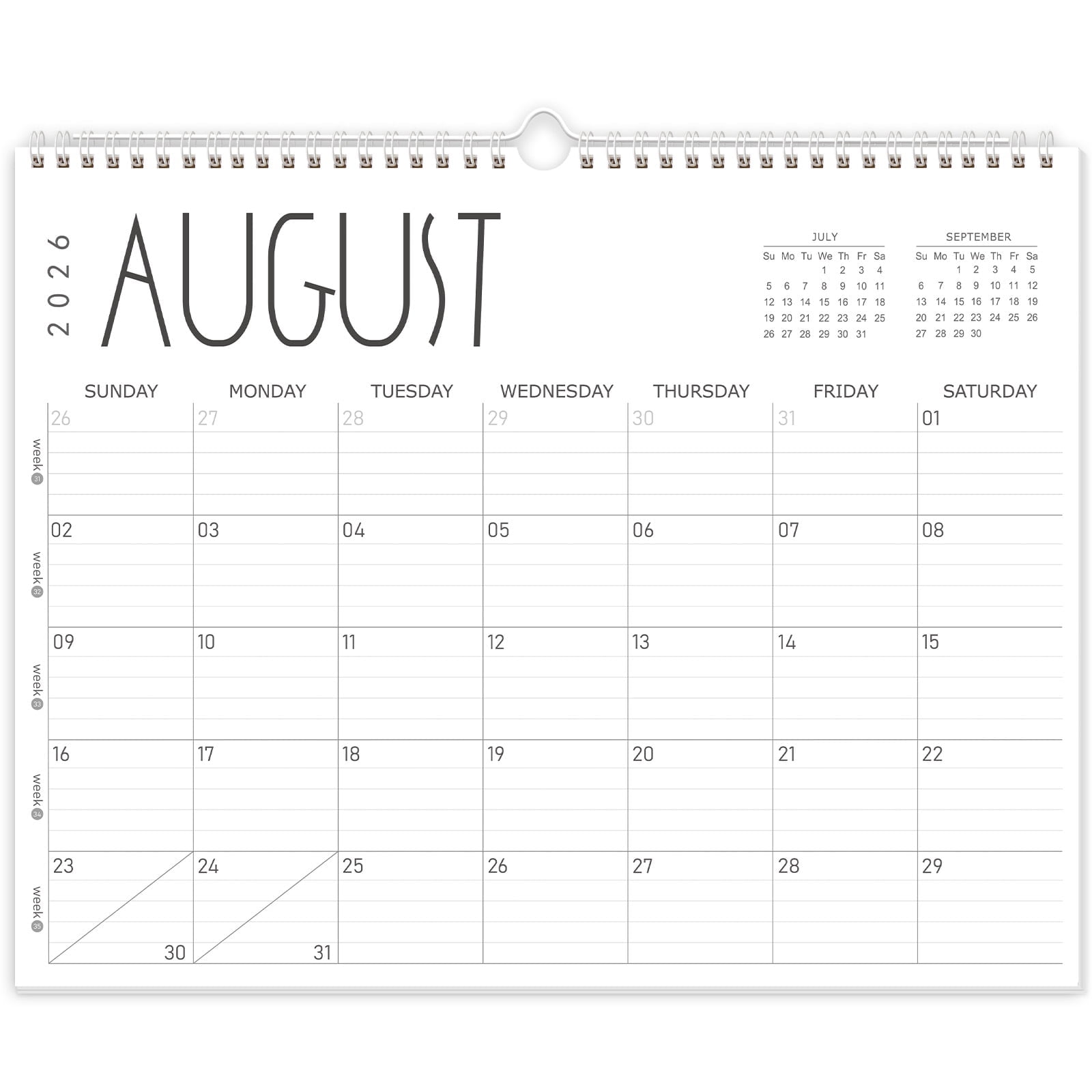 OuMuaMua Wall Calendar 2026-2027, 11 Months (Jul 2026-May 2027), 14"x11" Twin-Wire Binding Hanging Calendar, Thick Paper Desk Calendar for Office Home Planning & Organizing