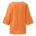 thumbnail image 5 of ZHENHONG T Shirts for Women,Plain Solid Color 3/4 Sleeve Tops Summer Casual Round Neck Work Blouses,Orange Women Blouses, 5 of 5