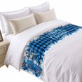 thumbnail image 2 of Bed Runner Scarf for Cal.King Size Bed, Blue Plaid Christmas Truck Beds Scarf Throws for Foot of Bedding, Xmas Tree Snowman Snowflake Decorative Beds Runners for Bedroom Guestroom, 102"x20", 2 of 8