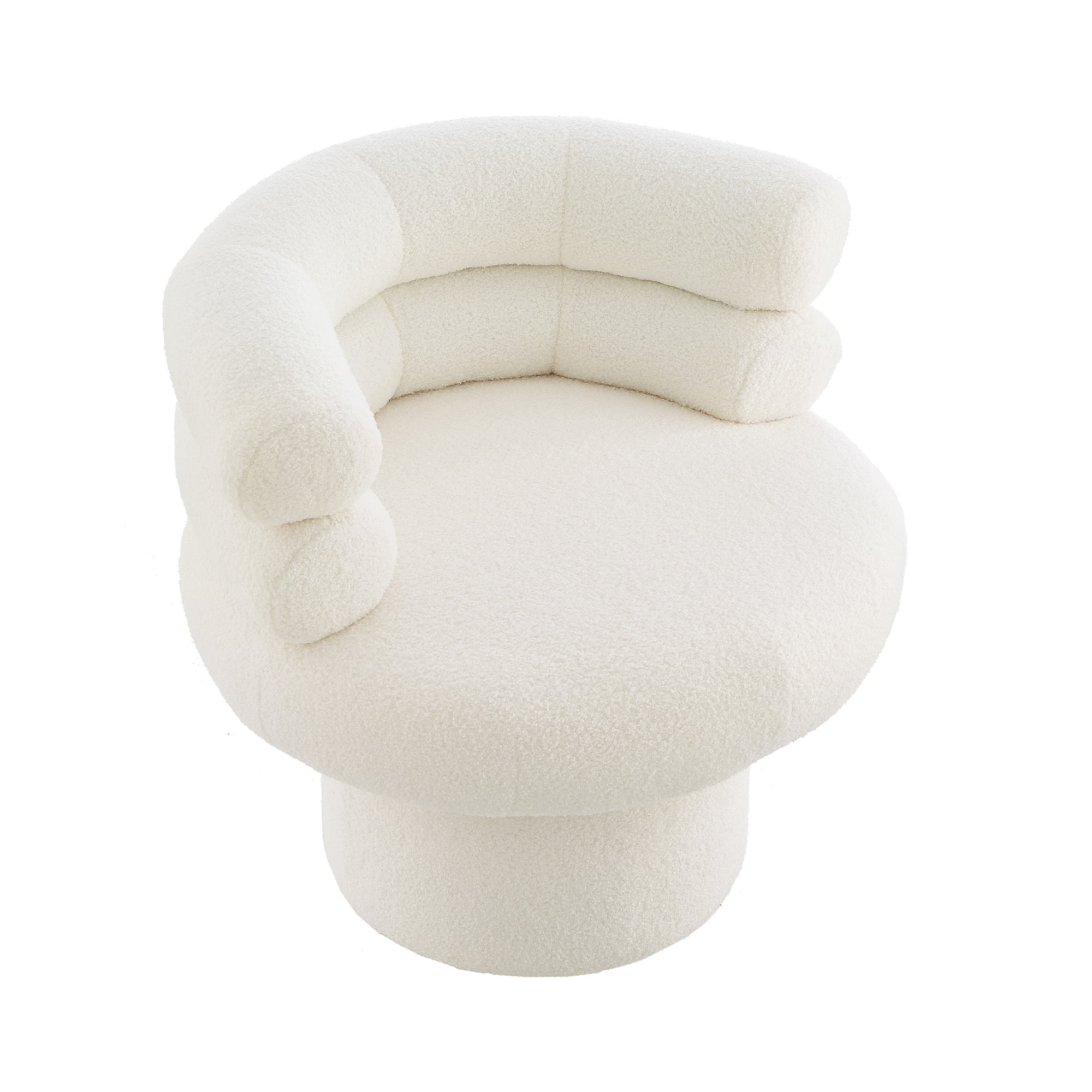 Euroco Swivel Accent Chair, 360° Swivel Barrel Chair with Round Back and Soft Cushion,Teddy Fleece Reading Chair Vanity Chair for Small Space,Living Room,Bedroom,White