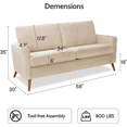 thumbnail image 3 of 68" Lounge Sofa, Corduroy Fabric, Mid-Century Modern Sofa with Spring Cushions for Living Room, Bedroom, Office, 3 of 7