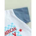 thumbnail image 5 of Independence Day Baby Clothes Stars Letter Print Contrast Color Short Sleeve T-Shirts Tops and Shorts 2Pcs Set, 5 of 8