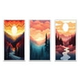 thumbnail image 2 of Designart "Peaceful Sunset Mountain Forest Daydreams II" Landscape Mountains Framed Wall Art Set Of 3 - Yellow Mountains Frame Gallery Set For Office Decor, 2 of 6