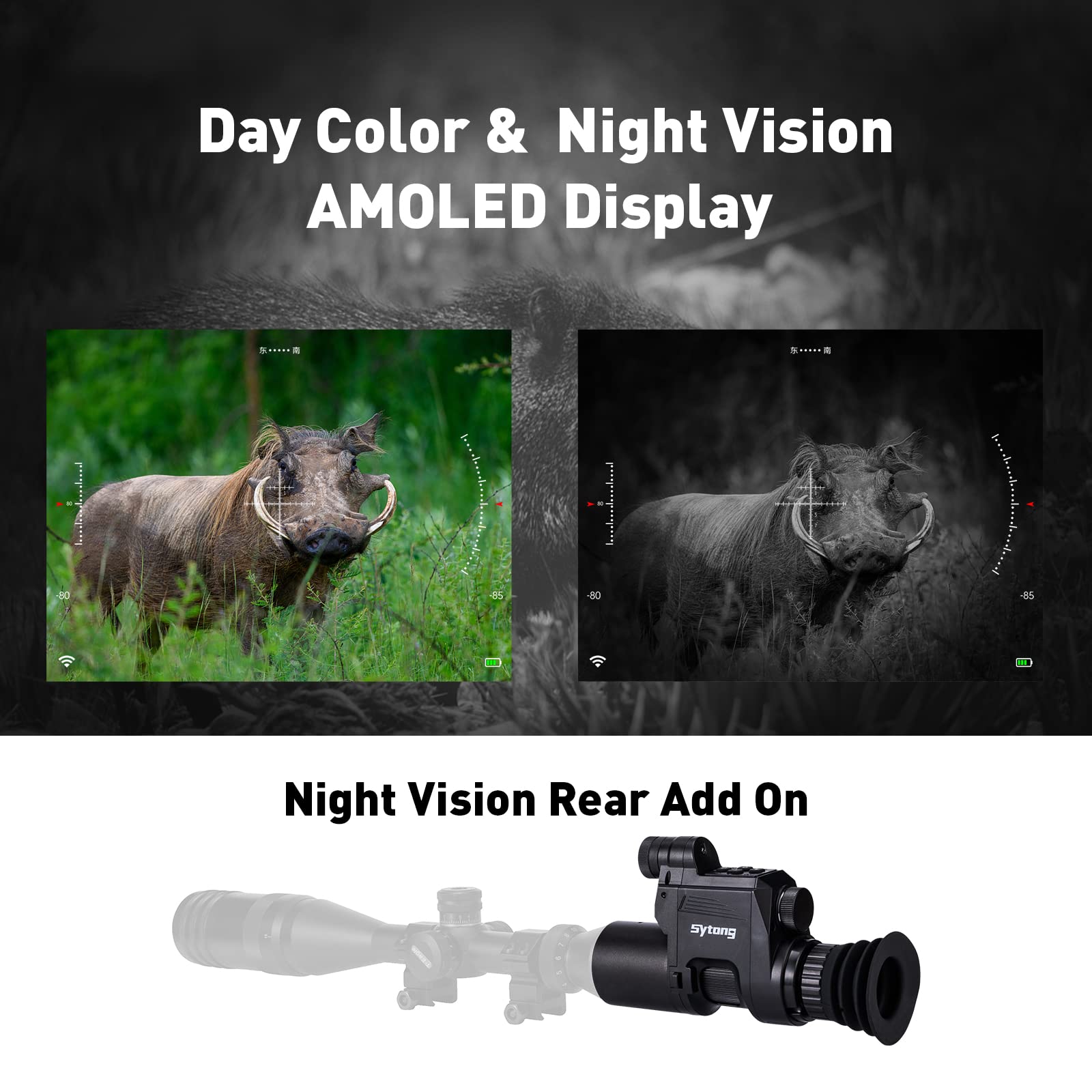 Sytong HT-66 Digital Night Vision Rifle Scope Withstand 6000 J Mount on Aiming Riflescope App WIFI Live Image Night Vision Scope