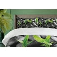 thumbnail image 4 of Ambesonne Plant Duvet Cover Sets, Greyscale Stones and Leaves, 2-King, Dark Taupe and Lime Green, 4 of 7
