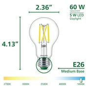Philips Ultra Efficient LED 60-Watt A19 Light Bulb, Daylight, Clear, Dimmable, E26 Base (4-Pack)