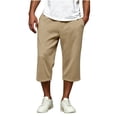 thumbnail image 2 of Mifsaly Capri Sweatpants for Men Drawstring Elastic Waist Lounge Capris Front Seam Comfortable Casual Relaxed Fit Workout Everyday Outfits with Pockets Khaki,XL, 2 of 9