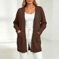 thumbnail image 5 of XUNKUSGA Cardigan Sweaters for Women Classic Solid Color Long Sleeve Open Front Knit Sweater Coat Casual Loose Mid Length Cardigan for Women with Pocket Brown S, 5 of 8