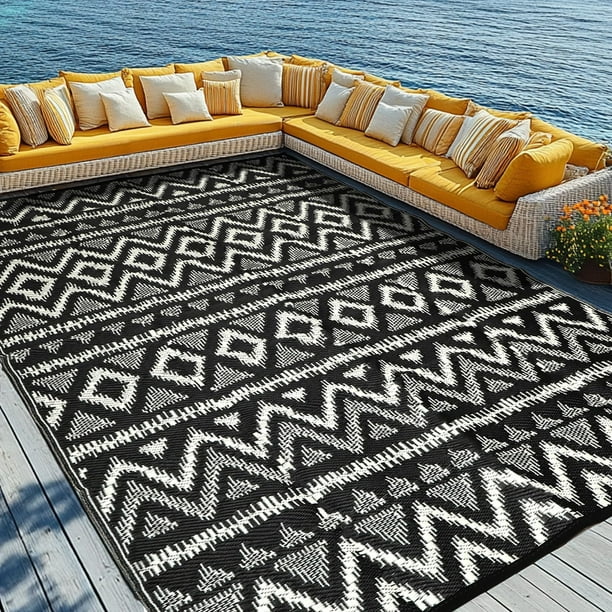 Alfombra exterior PASAMIC 274x549 cm impermeable reversible gris