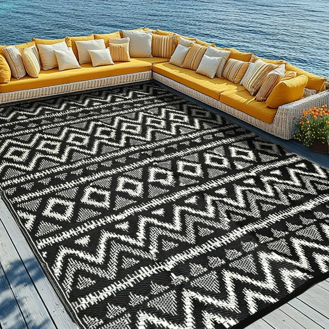 Alfombra exterior PASAMIC 274x549 cm impermeable reversible gris