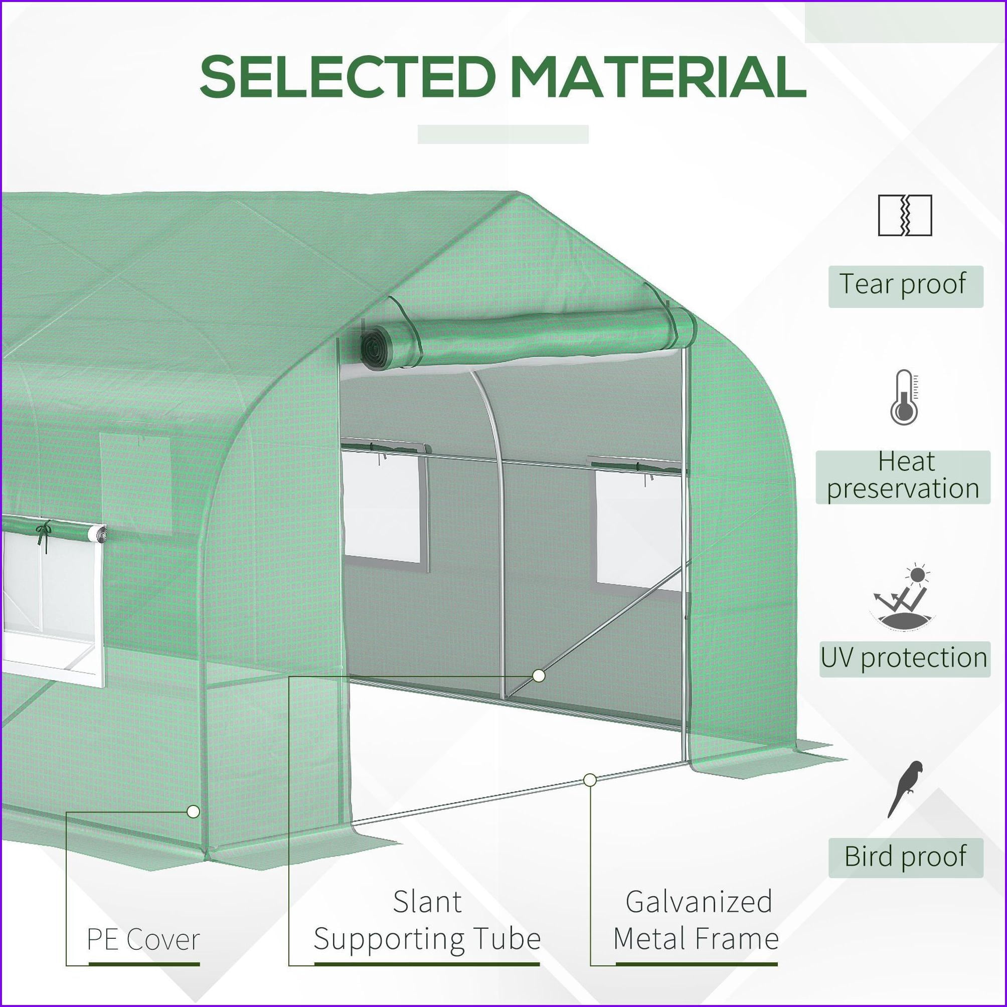 Walk-in Greenhouse | invernadero, 20'x10'x7' Backyard Gardening, Galvanized Steel Frame | Forest Green | Steel
