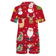 thumbnail image 3 of VBTAPA Womens Christmas Pajama Shorts Sets 2 Piece Holiday Sleepwear Cute Cartoon Graphic Button Down Shirt Elastic Waist Pants Matching Loungewear Set Xmas Jammies Red L, 3 of 6