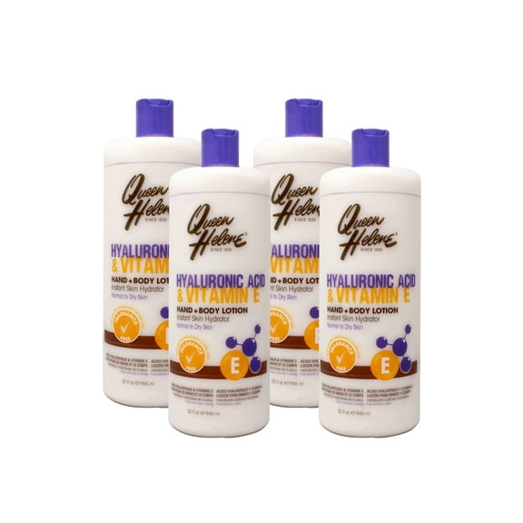 Queen Helene Hyaluronic Acid   Vitamin E Hand   Body Lotion, Instant Skin Hydrator, Normal to Dry Skin, 32 FL OZ - 4 Pack