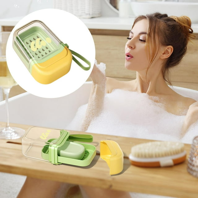 Birdeem Boîte à Savon de Voyage, Contenant à Savon Portable avec Poignée, Conception Transparente Scellée avec Trous de Drainage pour un Transport et un Rangement Faciles, Idéal pour les Adultes en Déplacement