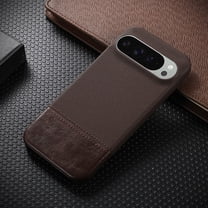 PU Leather Phone Case for Google Pixel 9 Pro XL, Slim Classic Business Hard PC Non-Slip Grip Phone Cover Military Grade Drop Protective Shockproof Women Men Case for Google Pixel 9 Pro XL, Darkbrown