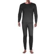 Therma Tek Men's 100% Cotton Brushed Lined Thermal Top & Bottom Underwear Set, Black, XL
