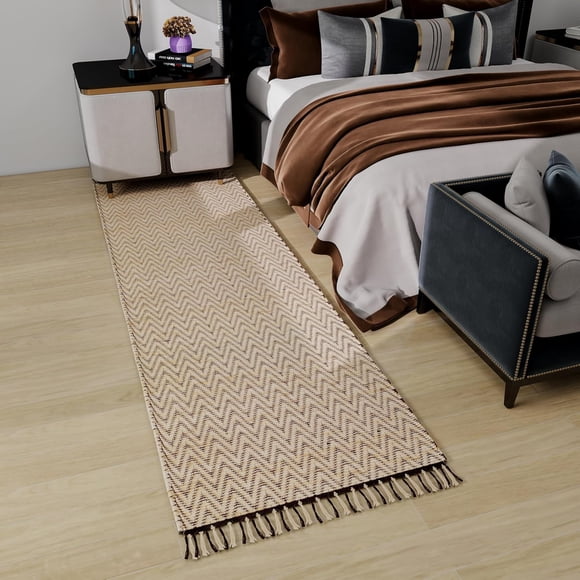 Tapis Coureur en Jute Naturel Eco Crave 2,6 X 8 Pi - Tapis Réversible Tressé Vintage Rustique Fait à la Main, Tapis de Sol Intérieur Écologique Parfait pour Ferme, Cuisine, Couloir, Salon, Chambre