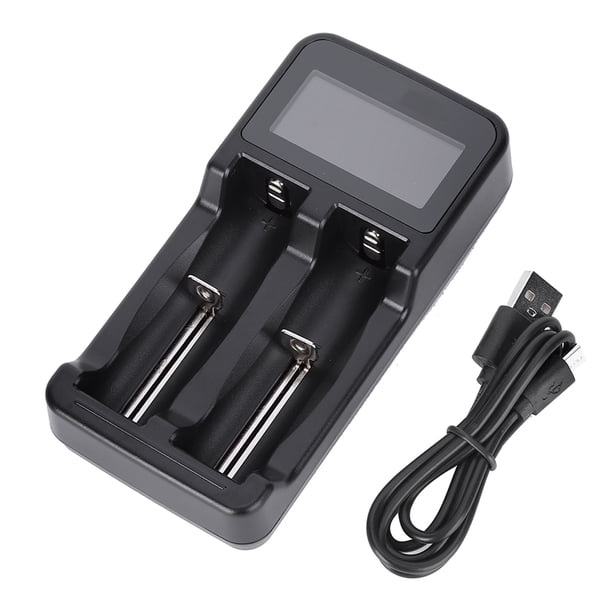 Cargador de batería SEIVI Black PC universal inteligente portátil de viaje con pantalla LCD inteligente y doble carga USB para Ni MH Ni Cd AA AAA