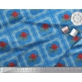 thumbnail image 2 of Soimoi Rayon Crepe Fabric Check,Leaves & Rose Floral Printed Fabric 1 Yard 46 Inch Wide, 2 of 3
