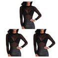 thumbnail image 1 of Qarigey Camiseta básica de mujer Camiseta de manga larga para mujer Cuello Tops Negro M Type1 NO1 Qarigey CBP193552, 1 of 6