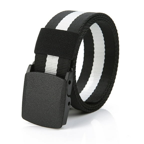 TANGNADE Mens Belts Casual Buckle Long Canvas Nylon Waist Web Belt Metal-free Security Check Belt Black