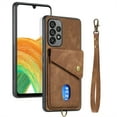 thumbnail image 2 of ELEHOLD for Samsung Galaxy A52 5G, Wallet Case with Card Slots,Rugged Shockproof Anti Scratch Kickstand with Hand Strap Wallet Case,Support Magnetic Car Mount, brown, 2 of 5
