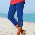 thumbnail image 2 of Capri Leggings for Women Elastic High Waisted 3/4 Length Yoga Pants Summer Soft Lightweight Workout Capris Royal Blue L, 2 of 5