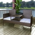 thumbnail image 1 of vidaXL 2-Seater Garden Sofa with Tea Table Poly Rattan Brown, 1 of 5