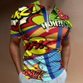 thumbnail image 2 of Colorful Comic Book Panels Men Zipper T-shirt Summer Casual Short Sleeve T-shirt Top, 2 of 7