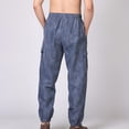 thumbnail image 5 of JUUYY Men's Multi-Pocket Cargo Pants Loose Fit Elastic Waist Drawstring Jogger Pants Outdoor Hiking Travel Casual Long Trousers Blue XL, 5 of 9