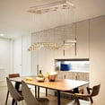 thumbnail image 2 of DENEST Modern Mirror Stainless Steel Electric Rectangular Crystal Raindrop Chandelier, 2 of 12