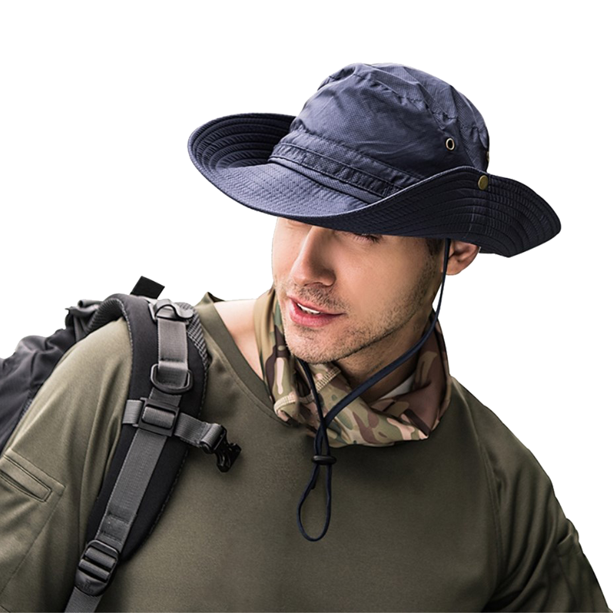 Nituyy Breathable Wide Brim Boonie Hat Outdoor Sun Protection Mesh Safari Cap - image 2 of 2