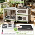 thumbnail image 6 of Aivituvin 55.2" Rabbit Hutch Indoor Outdoor, 2-Story Bunny Cage with Chew-Proof Full Metal Frame, 6 Locking Casters, 2 Pull-Out Trays for Rabbits Guinea Pigs Small Pets, 6 of 9