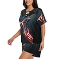 thumbnail image 2 of Rateoe American Flag Pattern Women's Short-Sleeved Pajama Set - 2 Piece Soft and Lightweight Sleepwear Set-3X-Large, 2 of 7