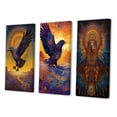 thumbnail image 3 of Designart "Mystical Eagle in Majestic Sunset Sky I" Animals Eagle Wall Art Set Of 3 - Eagle Blue Canvas Set For Living Room Decor, 3 of 6