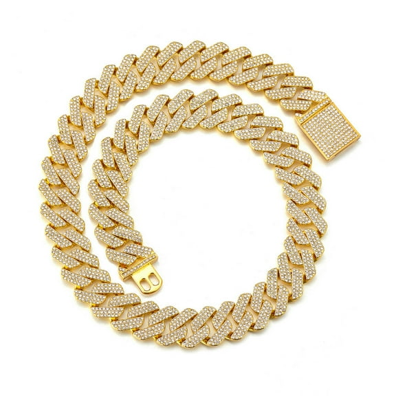 Celvieroot Cuban Link Chain for Women Diamond Miami Cuban Choker Necklace 12mm Pink Crystal Iced Out Chain Bling Hip Hop Jewelry for Men Gift