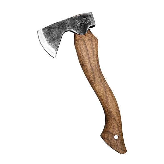 JXE JXO 13" Camping Hatchet, 1045 High Carbon Steel Axe with Oak Wood Handle, 1.48 lb Outdoor Hand Axe for Firewood, Kindling, Bushcraft & Camping