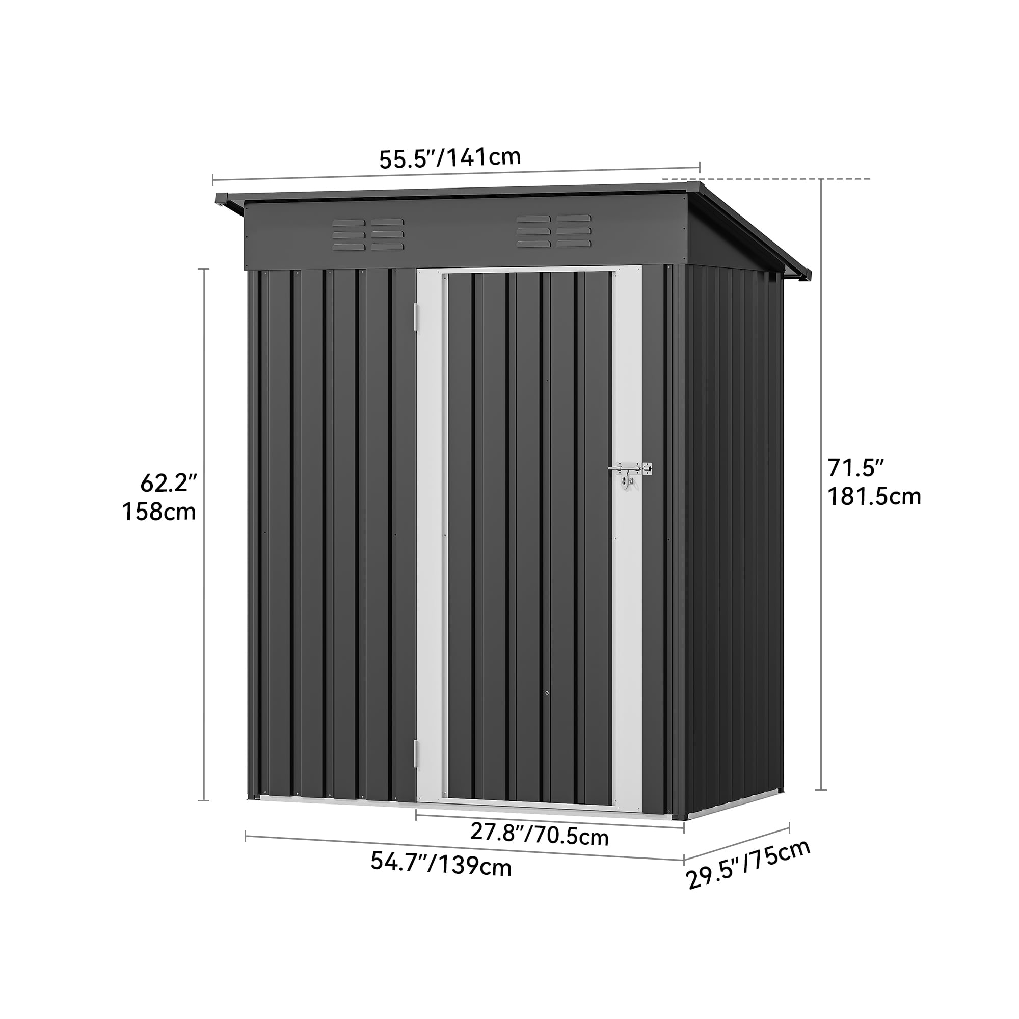 Uforic 5 x 3FT Outdoor Storage Shed,Sturdy Metal Tool Sheds with Secure Door & Air Vent for Garden,Patio,Lawn,Store Bike,Trash Can,Lawnmower,Dark Gray