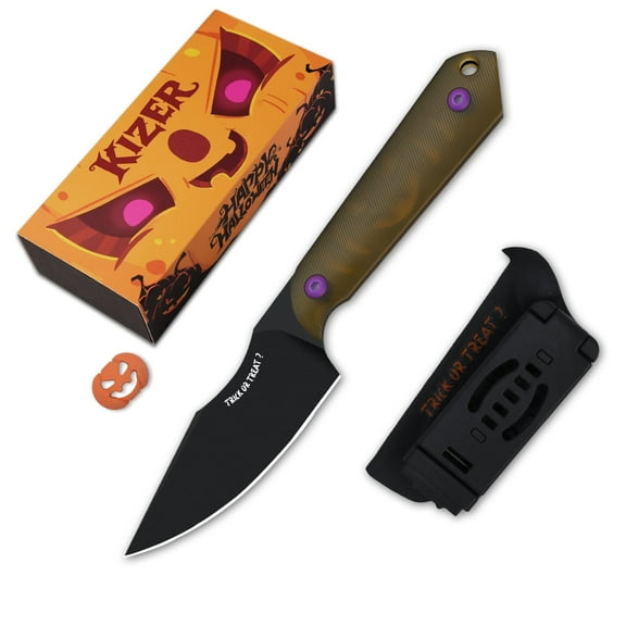 Kizer Mini Harpoon Fixed Knife 3V Blade PEI Handle With Kydex Sheath Limited Halloween Edition Gift With Halloween Spooky Season Bead 1040SHW1
