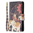 thumbnail image 6 of Feishell Galaxy S23 Case Zipper Purse Embossed Pattern Premium Leather Wallet Cover Flip Stand Card Slots Holder Magnetic with Wrist Strap Case for Samsung Galaxy S23, Elephant, 6 of 8