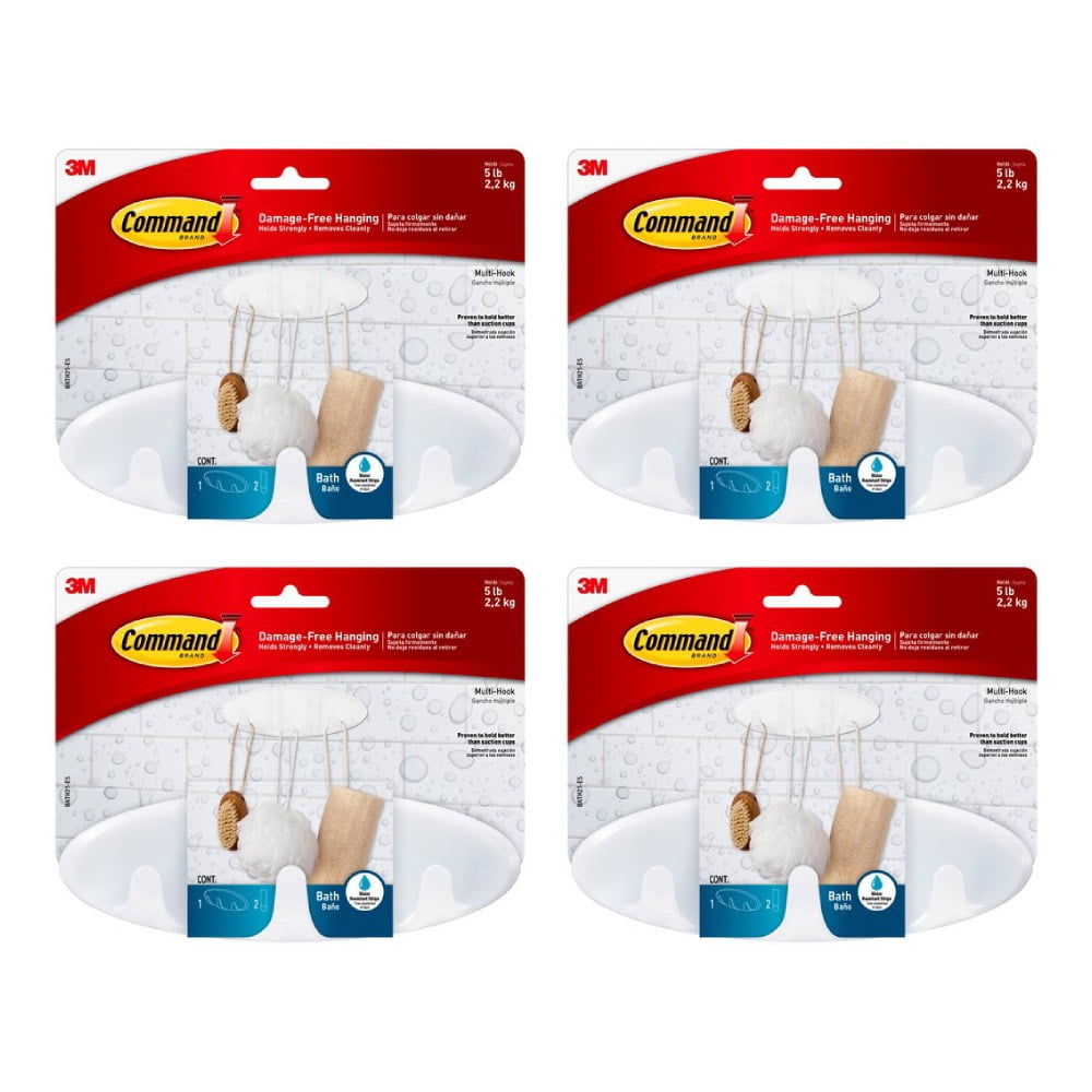 3M BATH21 Command Bath Multi Hook Large Frosted Strong Hold Wet Humid 3M BATH21 Command Bath Multi Hook Large Frosted Strong Hold Wet Humid