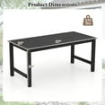 thumbnail image 3 of Gymax HDPE Outdoor Dining Table for 6 Person 67'' Patio Table w/ Wood-Like Tabletop Black, 3 of 8
