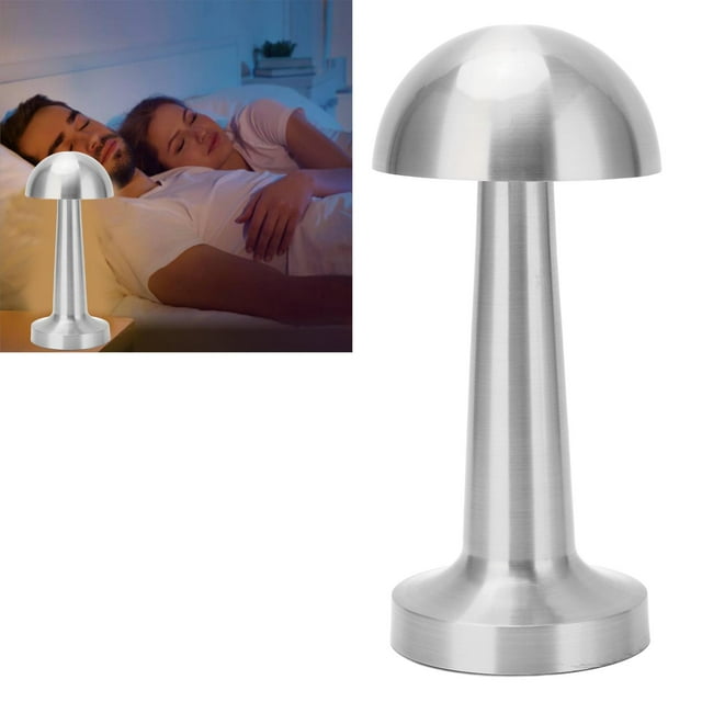 Lampe de Table Champignon Sans Fil en Métal, Rechargeable par USB, 3 Couleurs Réglables pour Chambre, Salon, Salle à Manger